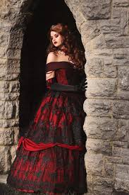 Gothic Belle Red Black Lace Fantasy Gown Wedding Holiday Etsy In 2020 Fantasy Gowns Black Lace Wedding Dress Lace Wedding Dress Vintage