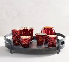 Buy kissing krystals small red mecury glass hurrican candle holder and mistletoe set by ganz by ganz: Eclectic Mercury Votive Holders Red Set Of 6 Candle Holder Pottery Barn