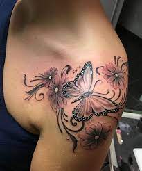 So Pretty Butterfly And Flower Tattoos On Shoulder For Women Styles Beat Pretty Tattoos For Women Shoulder Tattoos For Women Pretty Tattoos