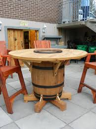 Wine Barrel Table My Husband Just Finished Making Barrel Furniture Wine Barrel Table Wine Barrel Furniture