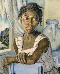 Albert Huie The Blue Pitcher C 1968 Jamaican Art Painting Portrait Painting