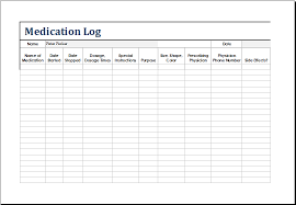 Ms Excel Patient Medication Log Template Excel Templates