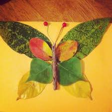 Butterfly Made From Leaves Nature Crafts Leaf Art Leaf Crafts