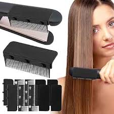 homfanseec 2Pcs Flat Iron Comb, Upgrade Barber Hair Straightening Comb Flat  Iron Comb Attachment Clip