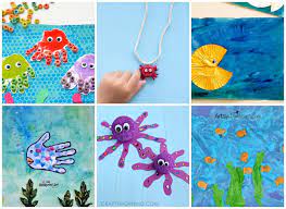 I love the texture here! 27 Ocean Crafts For Kids I Heart Arts N Crafts