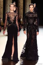 Elie Saab Fall 2012 2013 Couture Sheer Black Lace Gowns Long Sleeves Couture Gowns Couture Fashion Fashion