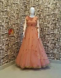 Make It Classy And Fabulous Stunning Floor Length Net Dress With Hand Embroidery Work They Customi Gown Party Wear Indian Gowns Dresses Party Wear Long Gowns