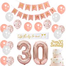 We've rounded up everything for the newly minted adult, from home decor to hair appliances. 30th Birthday Decorations Rose Gold For Women 30th Happy Birthday Banner Satin Sash Number 30 Foil Balloon Pink Happy Birthday Bunting Cake Topper Buy Online In Mongolia At Mongolia Desertcart Com Productid 145635939