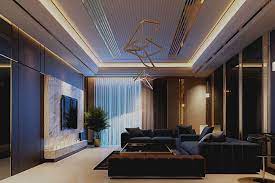 Ruang tamu mewah dengan lantai parquet dan jendela kaca besar. Desain Ruang Tamu Mewah Elegan Untuk Di Coba Bleecopper