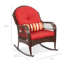 Ssline wood rocking chair elegant antique white rocker chairs with padded seat and back indoor outdoor porch rockers for living room nursery patio deck balcony. Best Choice Products Outdoor Wicker Rocking Chair For Patio Porch W Steel Frame Weather Resistant Cushions Red Walmart Com Walmart Com