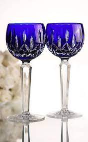 These stems are a nice size measuring 8 tall and have a rim diameter of 2 5/8! Waterford Lismore Cobalt Hock Wine Pair Crystal Classics Crystal Glassware Cobalt Glassware Blue Glassware