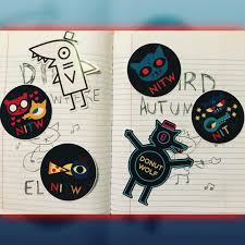 Ive Been Missing Night In The Woods So Much Lately This Just A Bit Of My Collection Of Nitw Merch The Journ Night In The Wood Wood Journal Sticker Collection