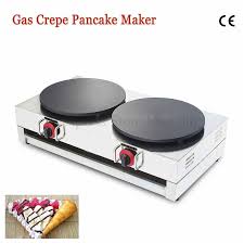 2 Heads Gas Commercial Crepe Maker Pancake Griddle Machine Snack Restaurant Blinis Kitchen Cooking Equipment 40cm Large Pans Cooking Kitchen Pancake Griddle Cooking Equipment