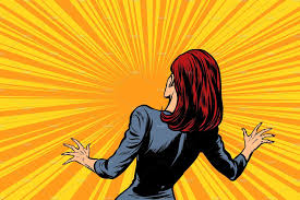 Frightened Woman Back Human Reaction Retro Vector Illustration Pop Art Stock Photos Funny