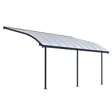 Palram Joya 10 Ft X 18 Ft Grey Patio Cover Awning 704454 The Home Depot Aluminum Patio Covers Grey Patio Covered Patio