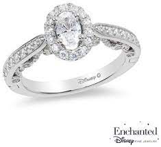Enchanted Disney Ariel 1 Ct T W Oval Diamond Frame Engagement Ring In 14k White Gold A Types Of Wedding Rings Disney Engagement Rings Wedding Rings Teardrop