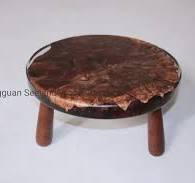Kayu Kenari Burl Kustom dengan Resin Epoksi Bentuk Bulat untuk Meja Kopi