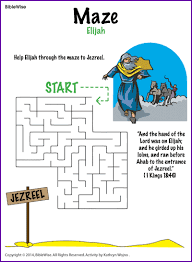 I love studying elijah, and there are a lot of fun elijah activities to do, here's our elijah lesson and what we learned from it. Elijah Maze Kids Korner Biblewise Elijah Bible Sunday School Kids Bible Lessons For Kids