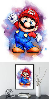 Super Mario Bros Art Poster Mario Print Video Game Nintendo Poster Mario Watercolor Art Print Nursery Decor Gamer Gift Super Mario Art Mario Bros Mario