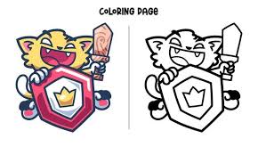 Have tin man color, then glueto thicker paper, then have him poke holes around. Premium Vector The Knight Cat With Shield Coloring Page
