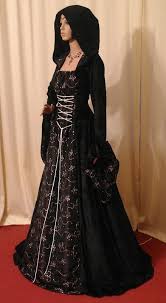 Medieval Gothic Halloween Hooded Wedding Dress Sanheim Elven Dress Medieval Dress Gothic Dress