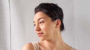 Floral Leaf Drop Earrings, Art Nouveau Folklore Gold Drop Earrings,  Cottagecore Blue Gold Teardrop Earrings, SPRIG EARRINGS