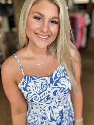 White and blue "perfect timing" dress in medium, large, xlarge