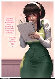 luminyu, yor briar, spy x family, commentary, english commentary, highres,  1girl, black hair, blush, border, collared shirt, cowboy shot, curvy,  english text, fingernails, green skirt, green vest, hairband, holding,  holding notepad, holding