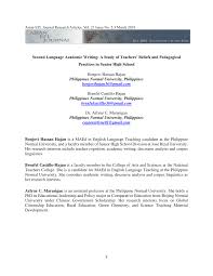 Pdf Second Language Academic Writing A Study Of Teachers Beliefs And Pedagogical Practices In Senior High School