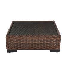 23 w coffee table modern woven rattan top solid wood frame steel legs. Hampton Bay Commercial Dark Brown Square Wicker Outdoor Patio Coffee Table With Glass Top D13320 Tc B The Home Depot