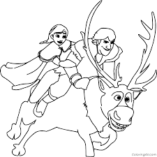 Disney frozen anna & kristoff coloring pages. Anna And Kristoff Riding Sven Coloring Page Coloringall