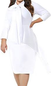 Buy Lalagen Women S Plus Size Long Sleeve Peplum Tie Neck Bodycon Pencil Midi Dress Online Topfashiongoods In 2020 Peplum Midi Dress Midi Dress Bodycon Plus Size Peplum