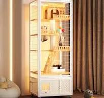 Solid Wood Cat Cottage House Indoor Cat Cage Home with One ...