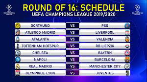 This overview provides a brief summary of all matches in the selected round, with all relevant information for both, during (live) and after the match. Match Schedule Round Of 16 Uefa Champions League 2020 Youtube