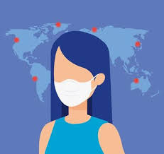 Check spelling or type a new query. Young Woman Using Face Mask And Particles Covid 19 With World Map 1877532 Vector Art At Vecteezy