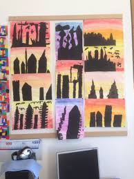 Wasserfarben Sonnenaufgang Sonnenuntergang In Der Stadt Schule Volksschule Art Kunst Kinder Zeichnen Volksschule Sonnenuntergang Malen Wasserfarben