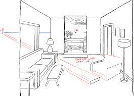 The terms living room and drawing room are often used interchangeably in the world of interior design even though the two represent separate. How To Draw A Room With Perspective Drawing Tutorial Of A Living Room How To Draw Step By Step Drawing Tutorials