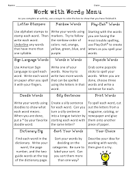 A word generator is a tool to create words. Work With Words Menu Pdf Word Work Daily 5 Teaching Spelling