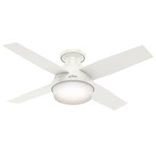 Hunter 44 Inch Dempsey Low Profile With Light Fresh White Ceiling Fan With Light With Handheld Remot In 2020 Ceiling Fan Flush Mount Ceiling Fan Ceiling Fan With Light