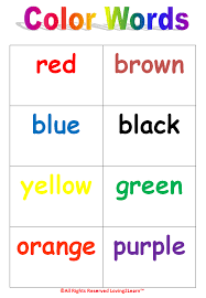 Print Out Color In Words Learning New Words Colors Chart
