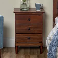 Walker Edison Furniture Company Classic Mid Century Modern 3 Drawer Walnut Solid Wood Nightstand Hdr3dnswt The Home Depot