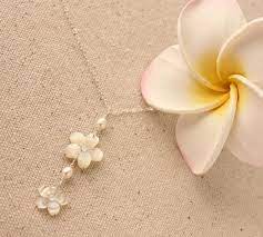 Delicate Mother Of Pearl Plumeria Necklace Pearl Frangipani Necklace Hawaiian Necklace Beach We Beach Wedding Necklace Bridesmaid Pearls Bridesmaid Necklace