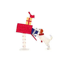 Home Accents Holiday 60 In Led Lighted Tinsel Dog With Mailbox Christmas Decor Mailboxes For Sale Potted Christmas Trees Home Accents