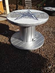 Cowboy Mosaic Spool Table Spool Tables Wood Spool Tables Wooden Spool Tables