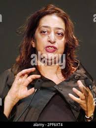 Architect Zaha Hadid speaks about the Lois & Richard Rosenthal Center for  Contemporary Art, Thursday, May 29, 2003, during a media tour of the  building she designed in Cincinnati. The arts center is scheduled to open  to the public June 7. (AP Photo/Al ...