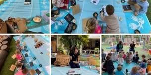 Art Wellbeing and Nature play. Mums and child