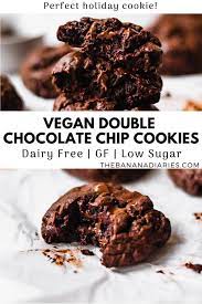Vegan Double Chocolate Chip Cookies Recipe Dairy Free Cookies Vegan Cookies Recipes Vegan Chocolate Cookies