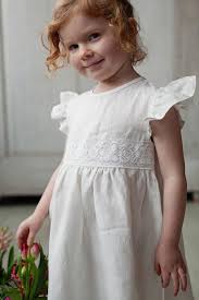 white baby girl s toddler s wedding dress flower girl dress linen baptism christening dress summer linen dress with short sleeves madchen sommerkleider blumenmadchenkleid madchenkleid