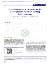 Check spelling or type a new query. Pdf Introducing Innovative Crossword Puzzles In Undergraduate Physiology Teaching Learning Process