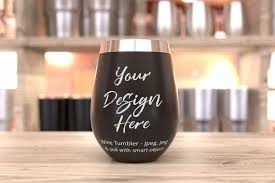 Wine Tumbler Mockup Black Tumbler Template Stemless Wine Etsy Wine Tumblers Tumbler Wine